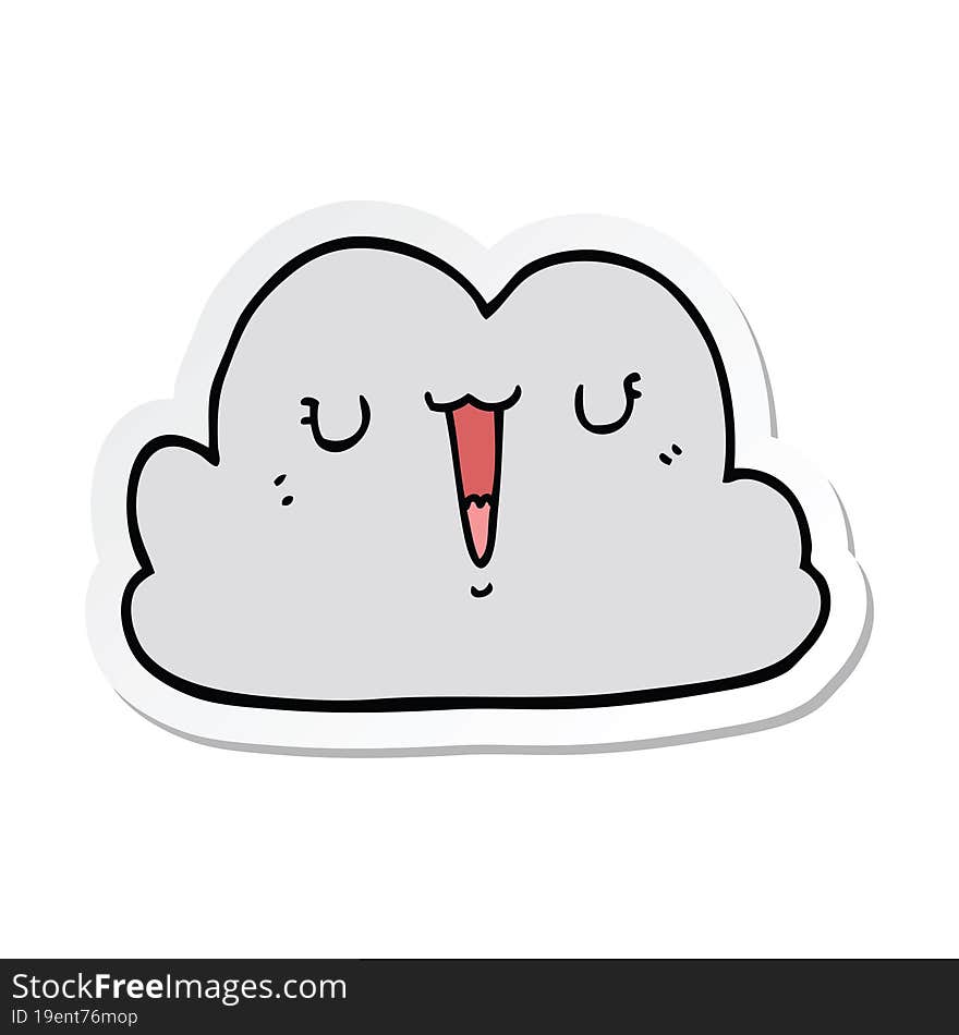 sticker of a cute cartoon cloud