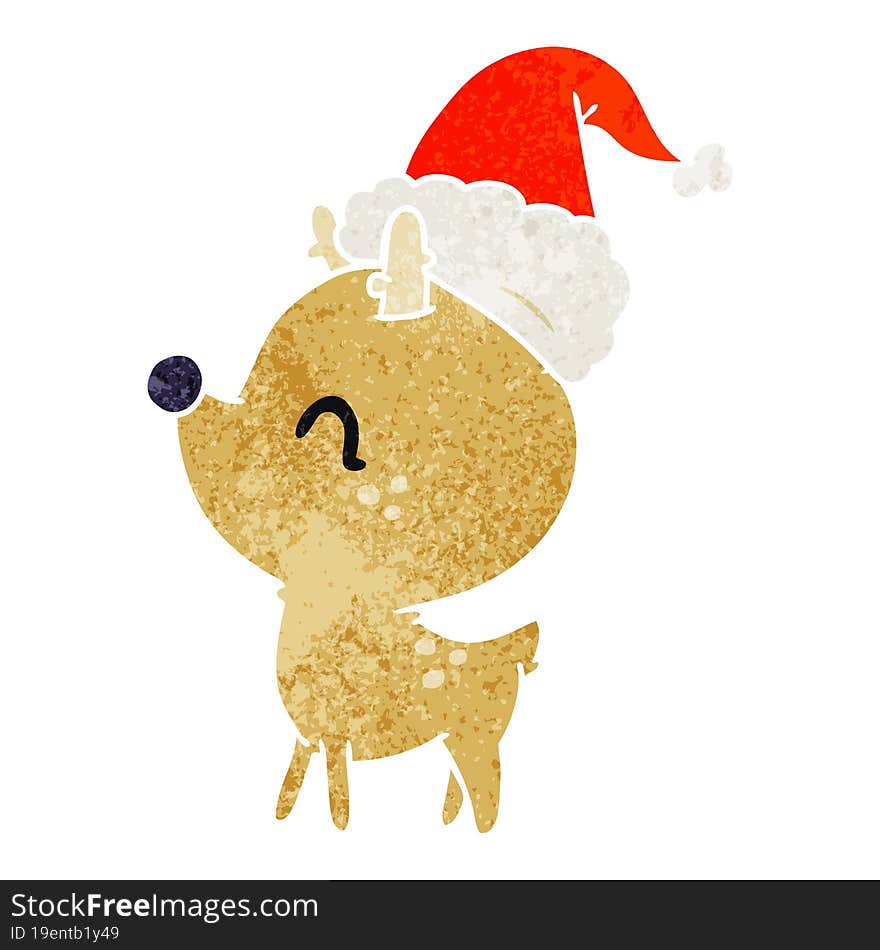 christmas retro cartoon of kawaii deer