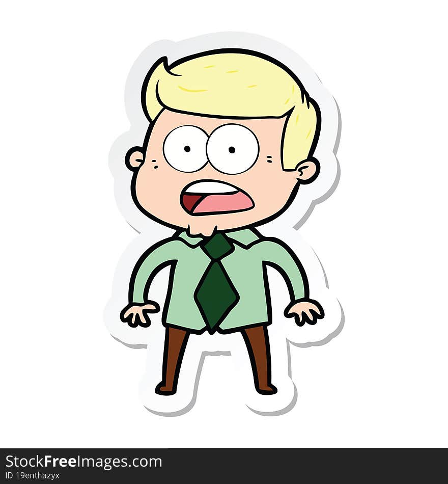 sticker of a cartoon shocked man