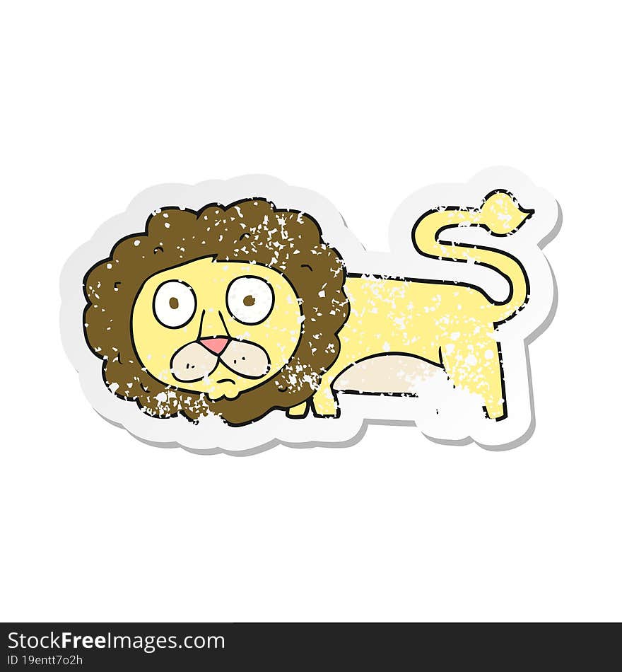 retro distressed sticker of a cartoon lion