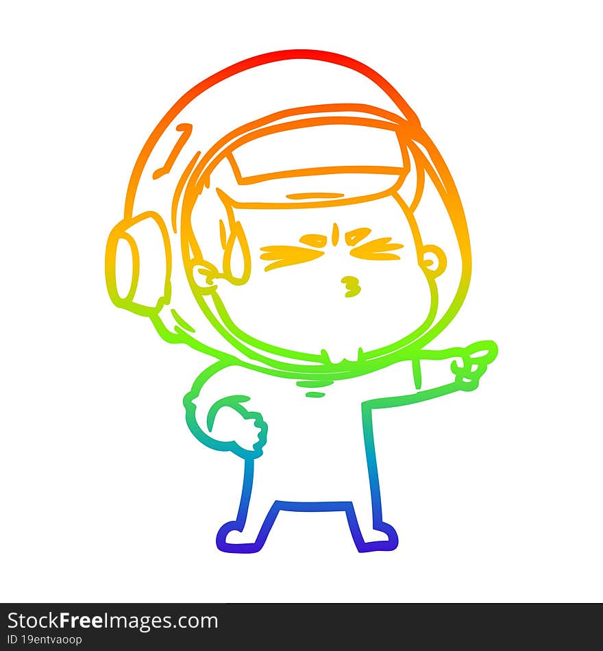 rainbow gradient line drawing cartoon stressed astronaut