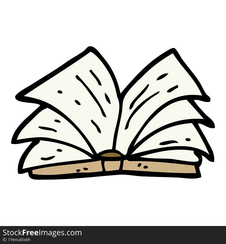 Hand Drawn Doodle Style Cartoon Open Book