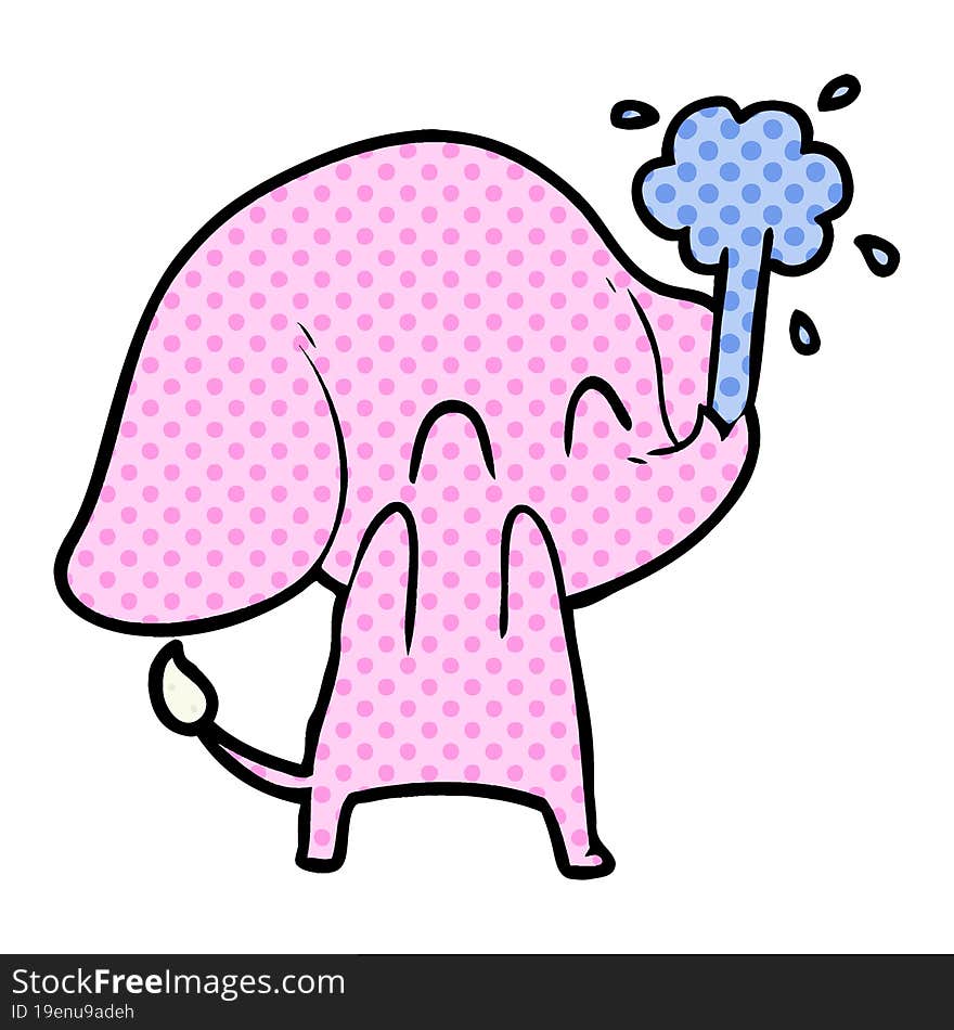 cute cartoon elephant spouting water. cute cartoon elephant spouting water