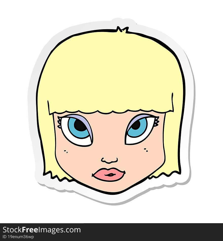 sticker of a cartoon female face