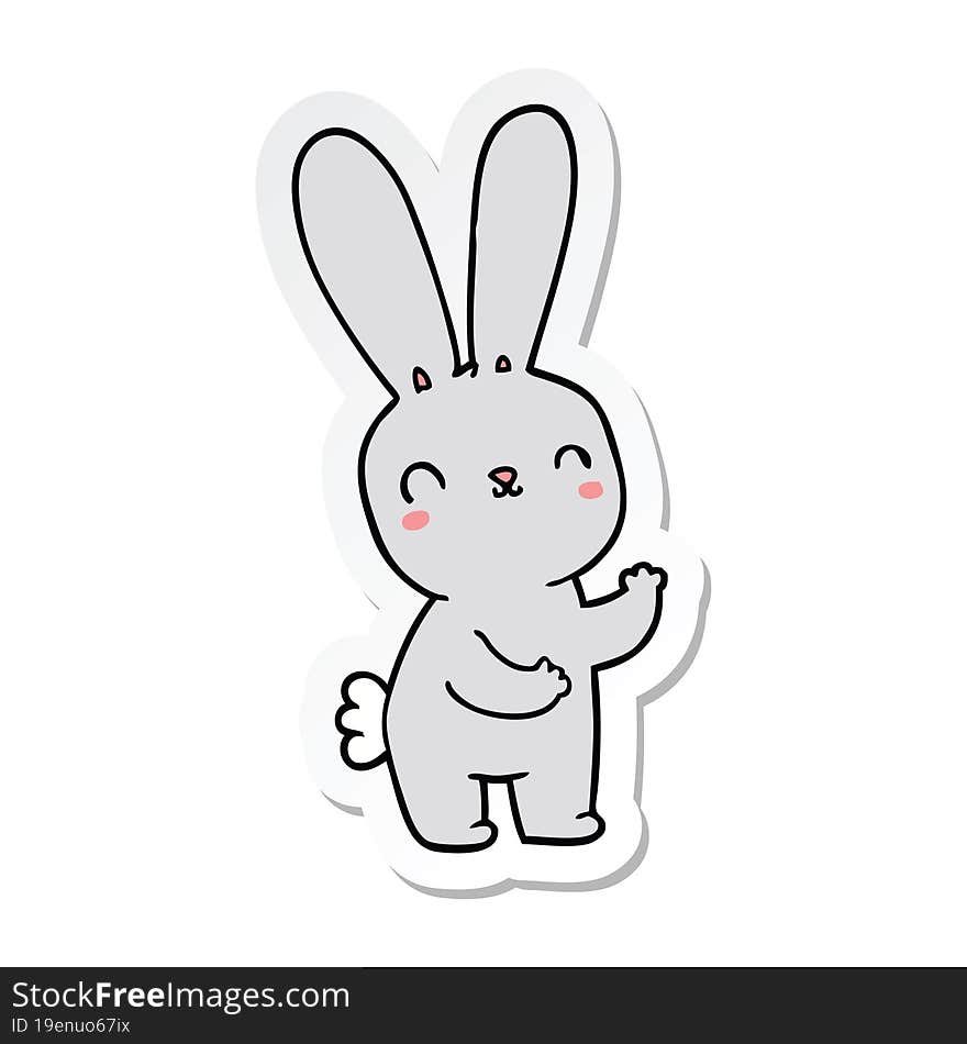 Sticker Of A Cute Cartoon Rabbit