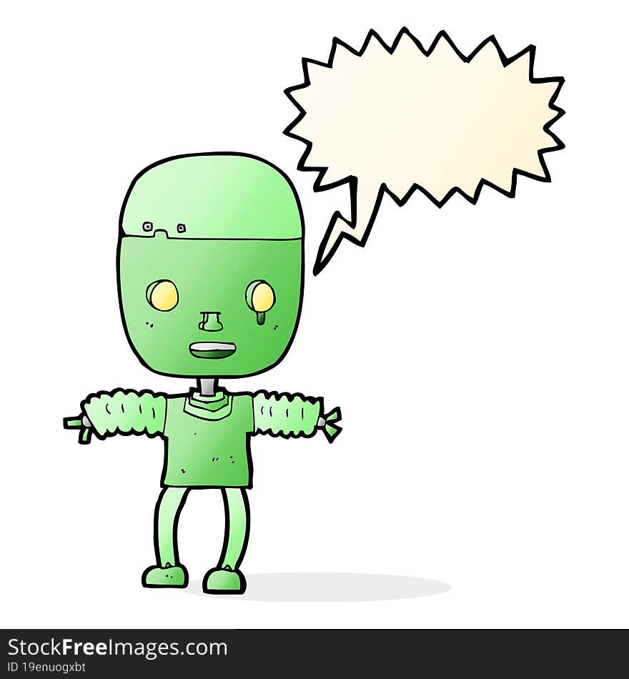 cartoon robot with speech bubble