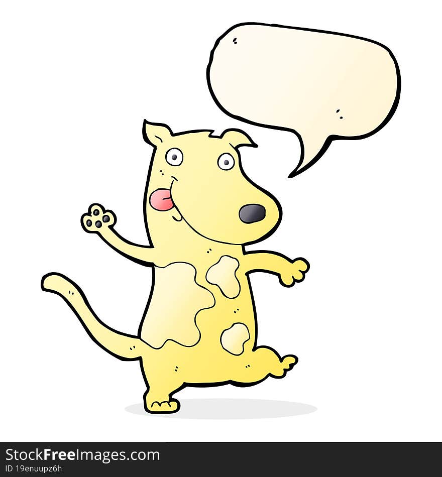 cartoon happy dog with speech bubble