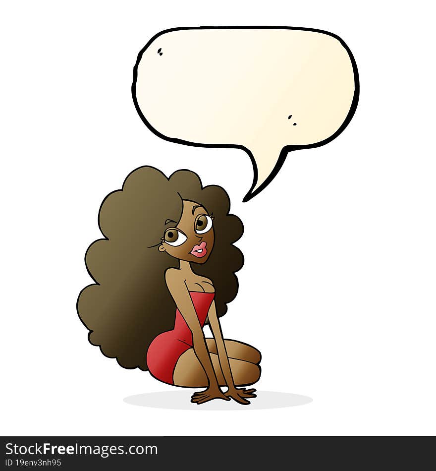 cartoon pretty woman with speech bubble