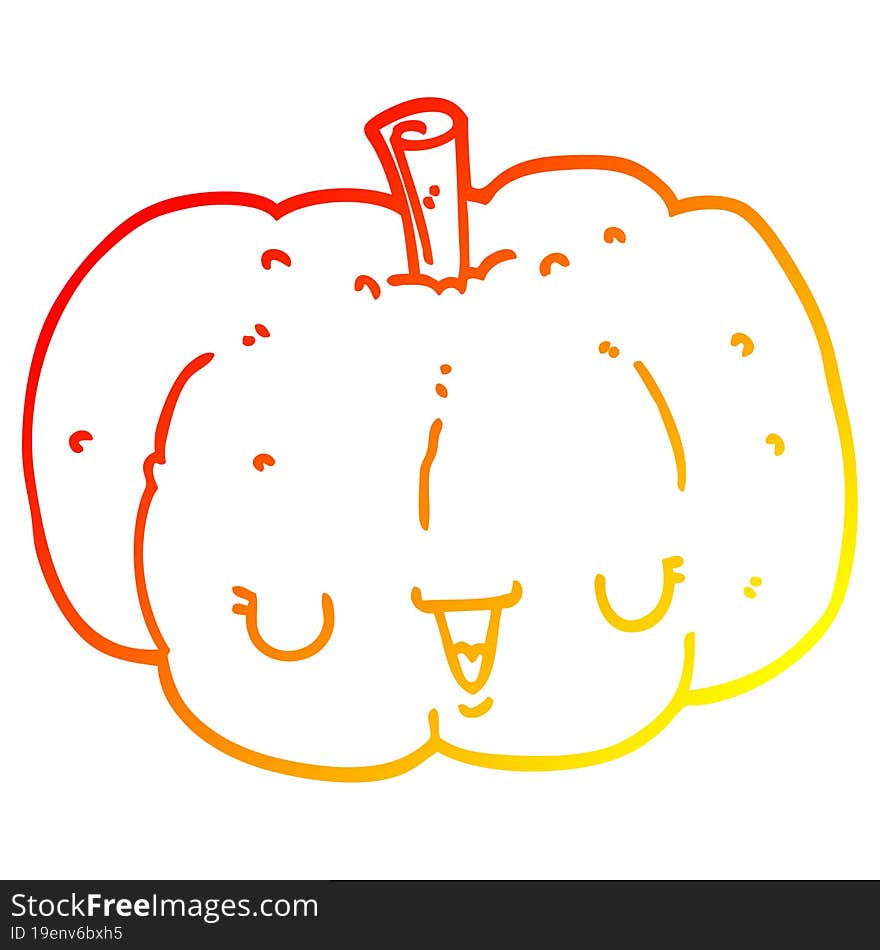 warm gradient line drawing cartoon pumpkin