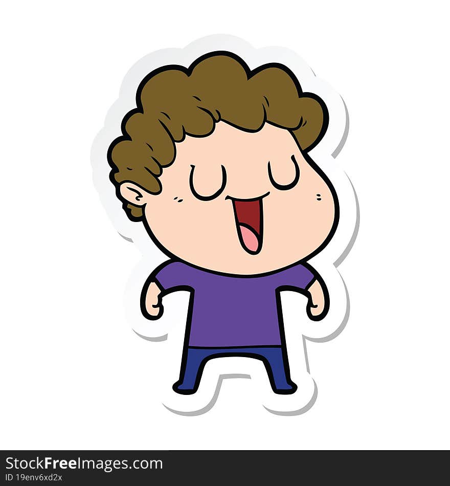 Sticker Of A Laughing Cartoon Man