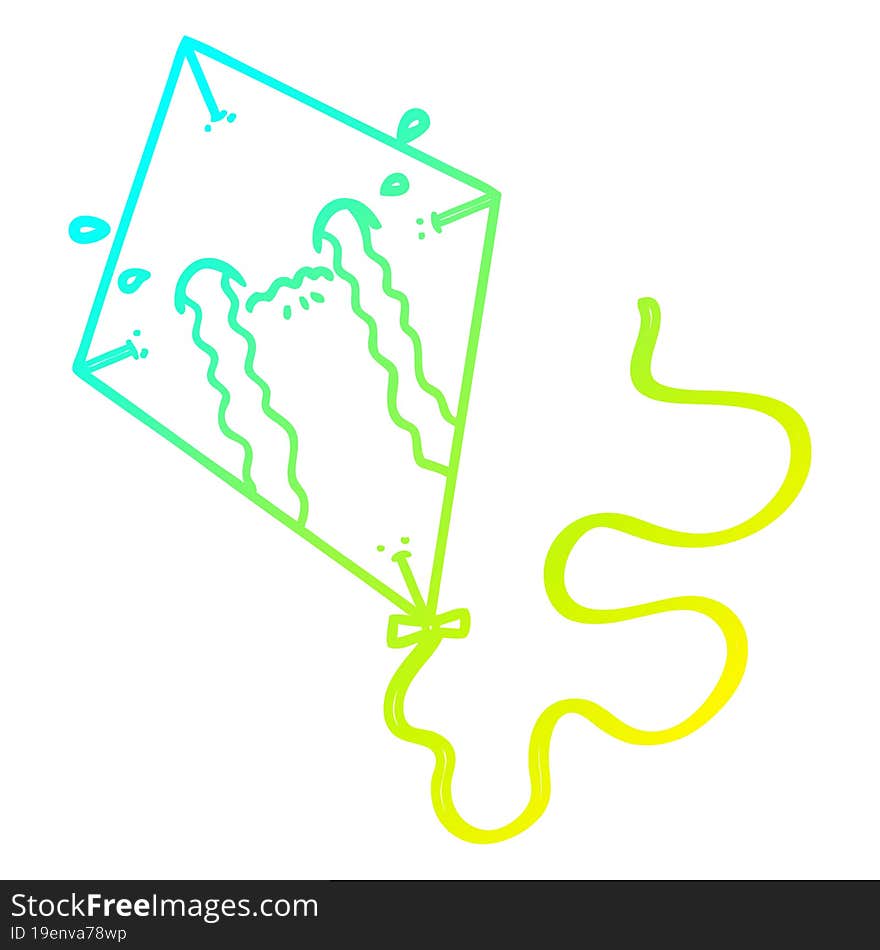 cold gradient line drawing cartoon kite crying