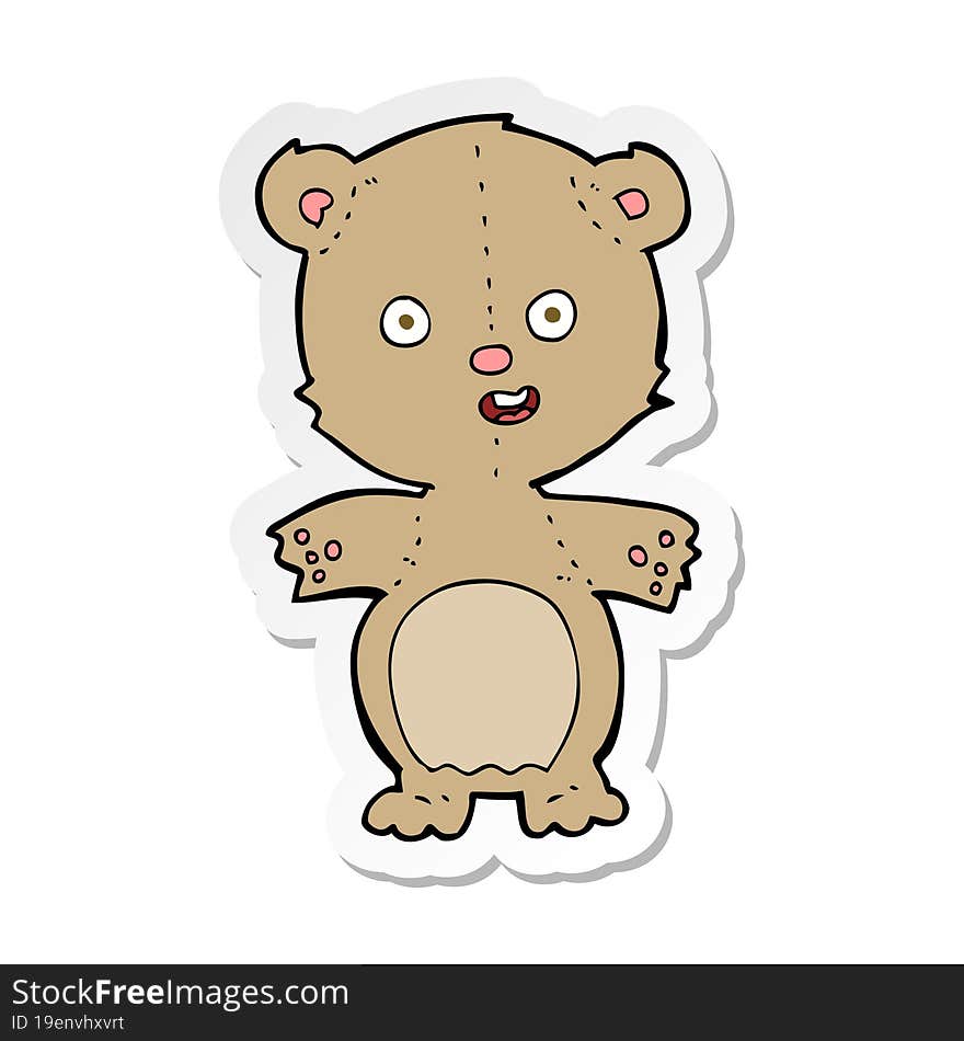 sticker of a cartoon teddy bear