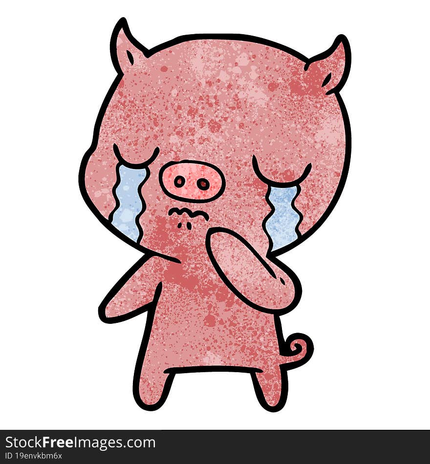 cartoon pig crying. cartoon pig crying