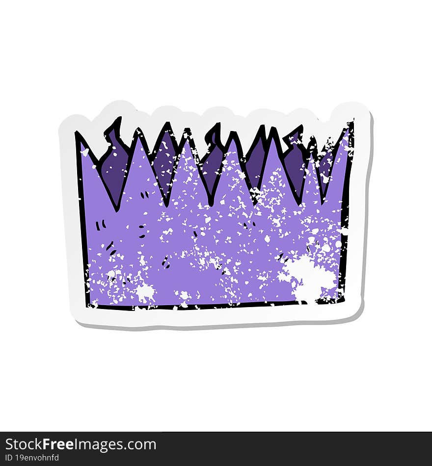 retro distressed sticker of a cartoon paper crown