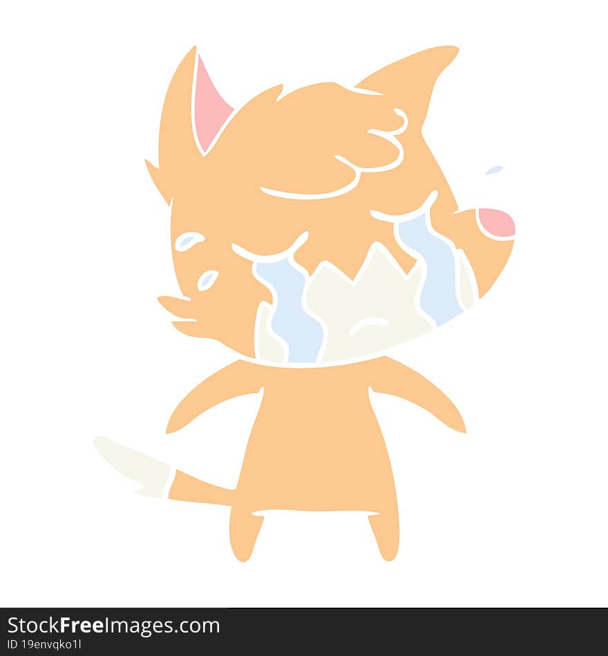 crying fox flat color style cartoon