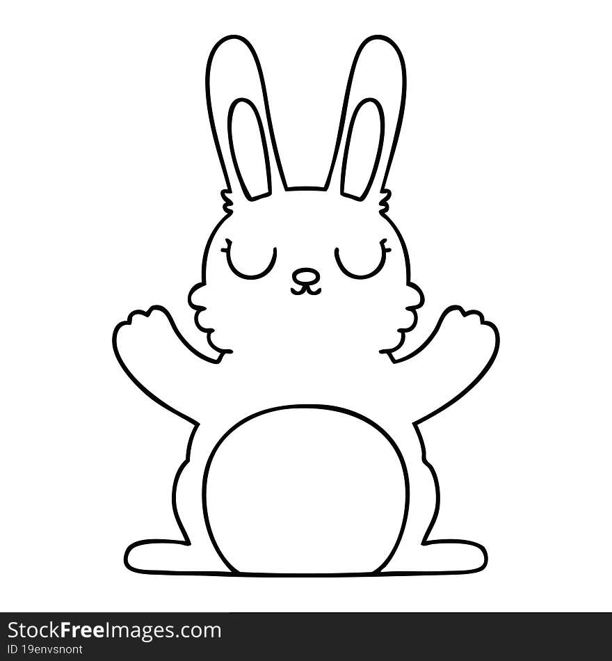 Quirky Line Drawing Cartoon Rabbit