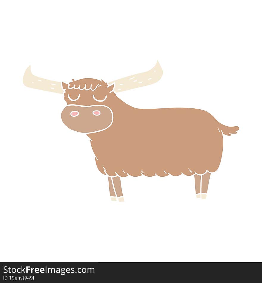 Flat Color Style Cartoon Bull