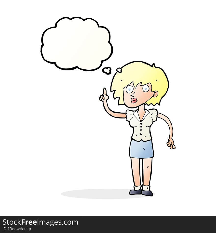 cartoon woman with question with thought bubble