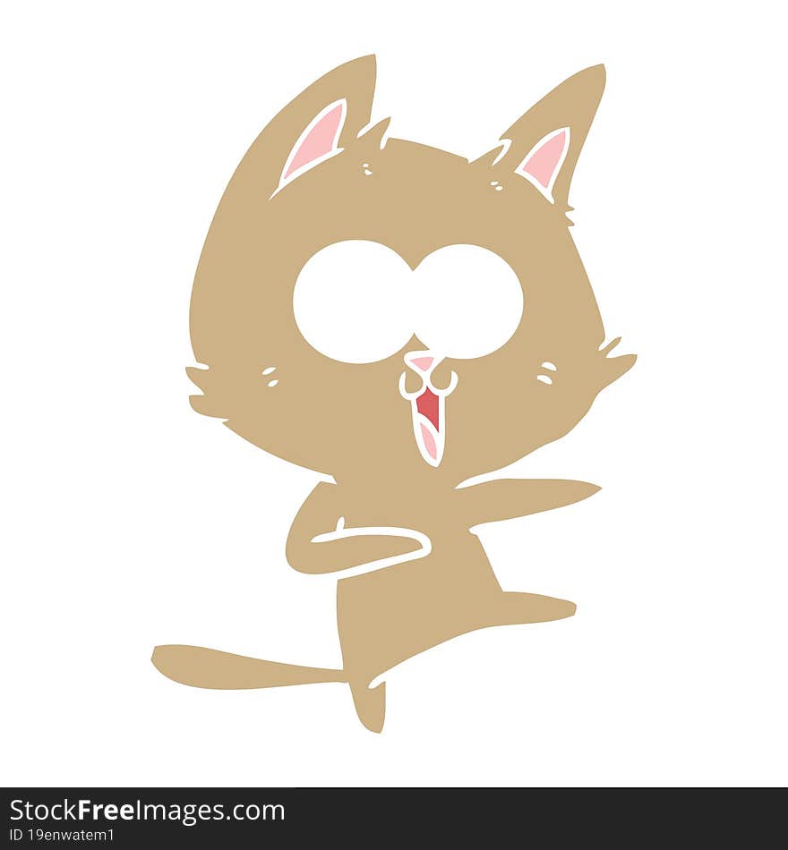 funny flat color style cartoon cat