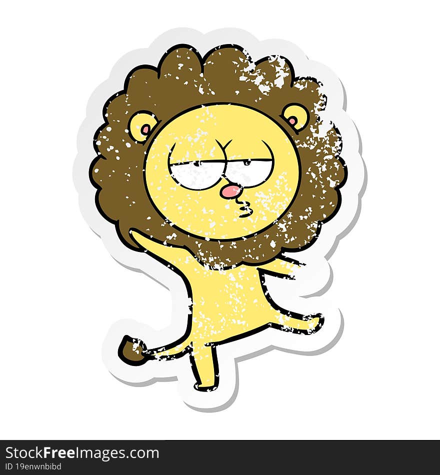 distressed sticker of a cartoon dancing lion