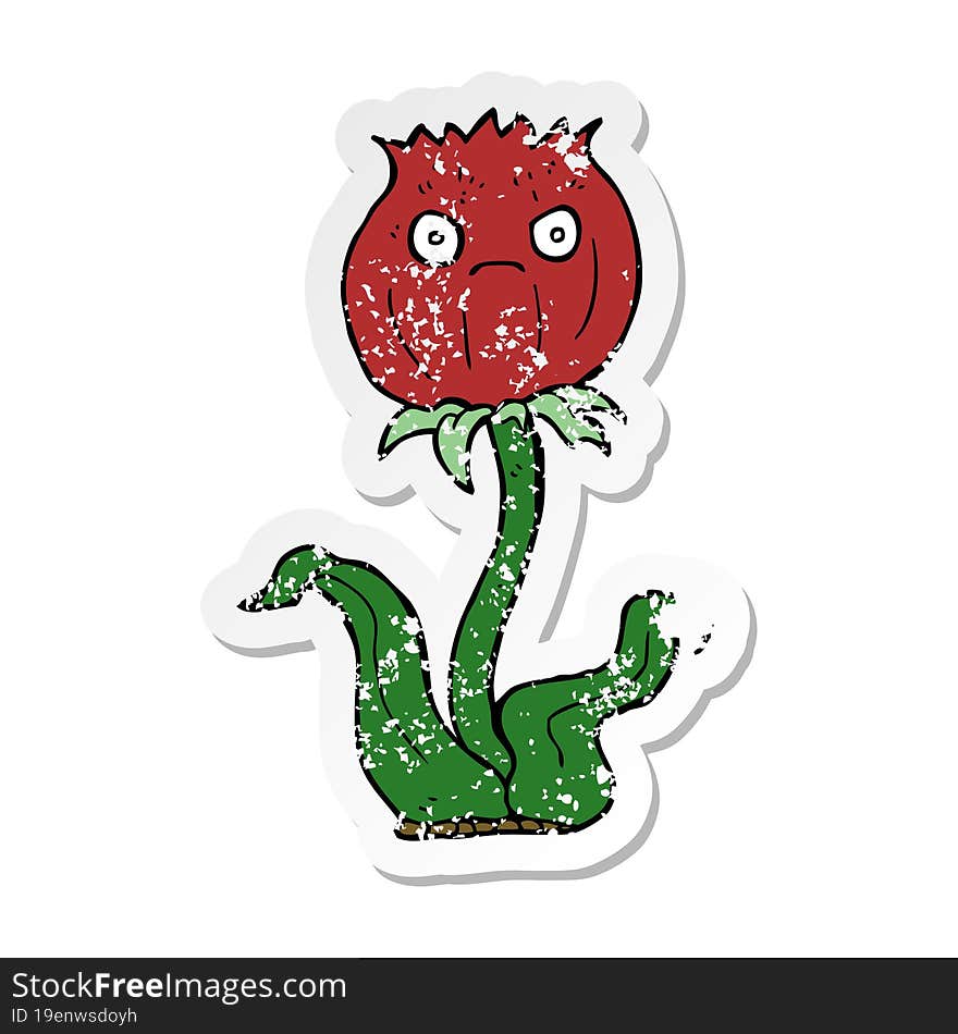 distressed sticker of a cartoon thistle