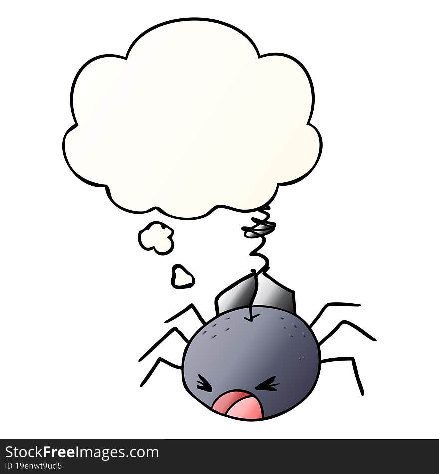 Cartoon Spider And Thought Bubble In Smooth Gradient Style