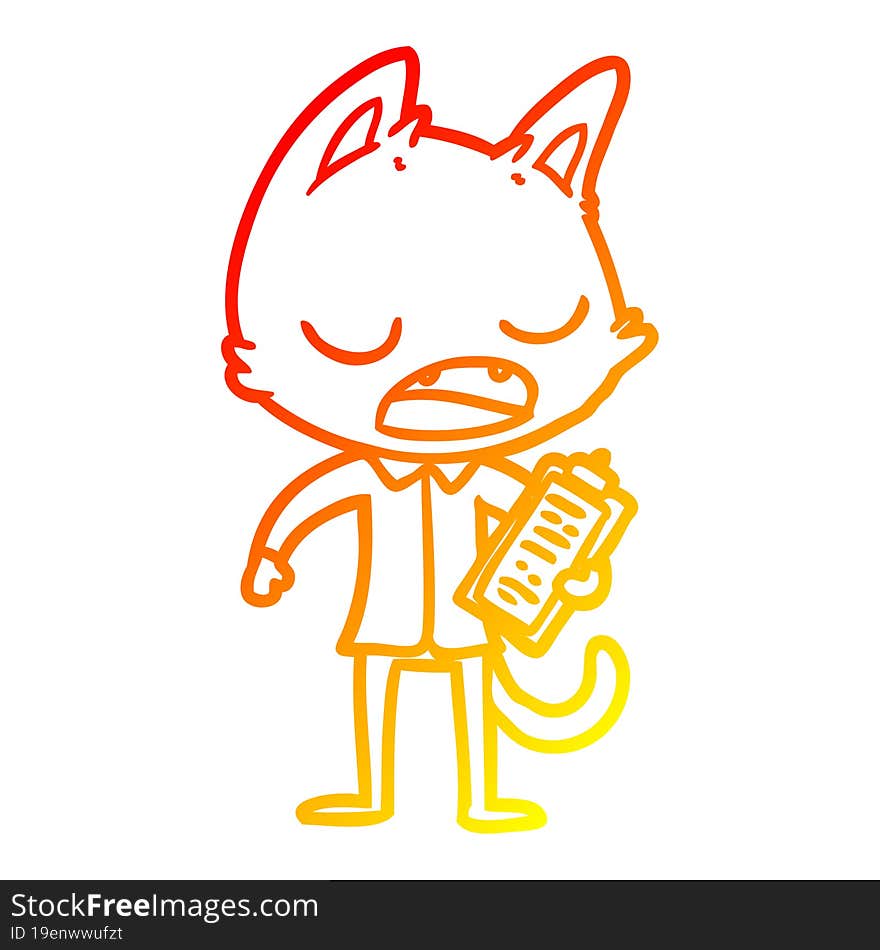 warm gradient line drawing talking cat boss