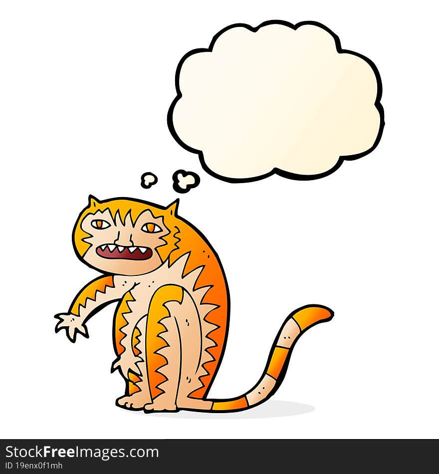 cartoon tiger with thought bubble