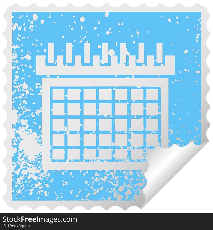 distressed square peeling sticker symbol work calendar