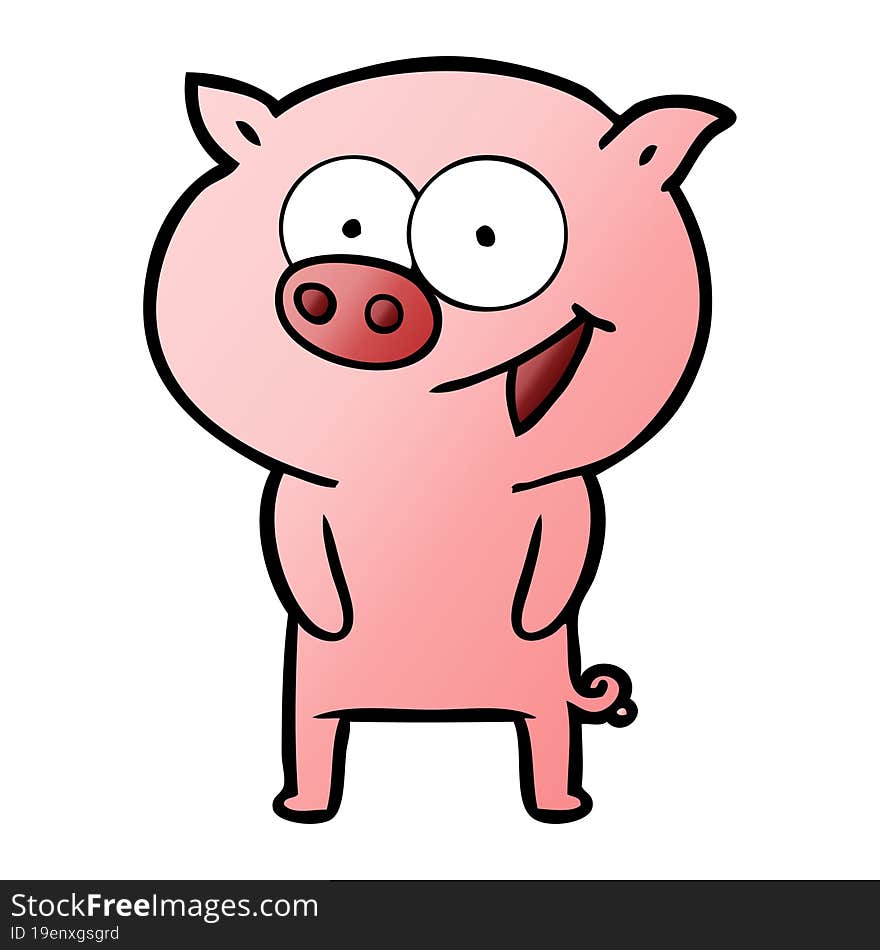 cheerful pig cartoon. cheerful pig cartoon