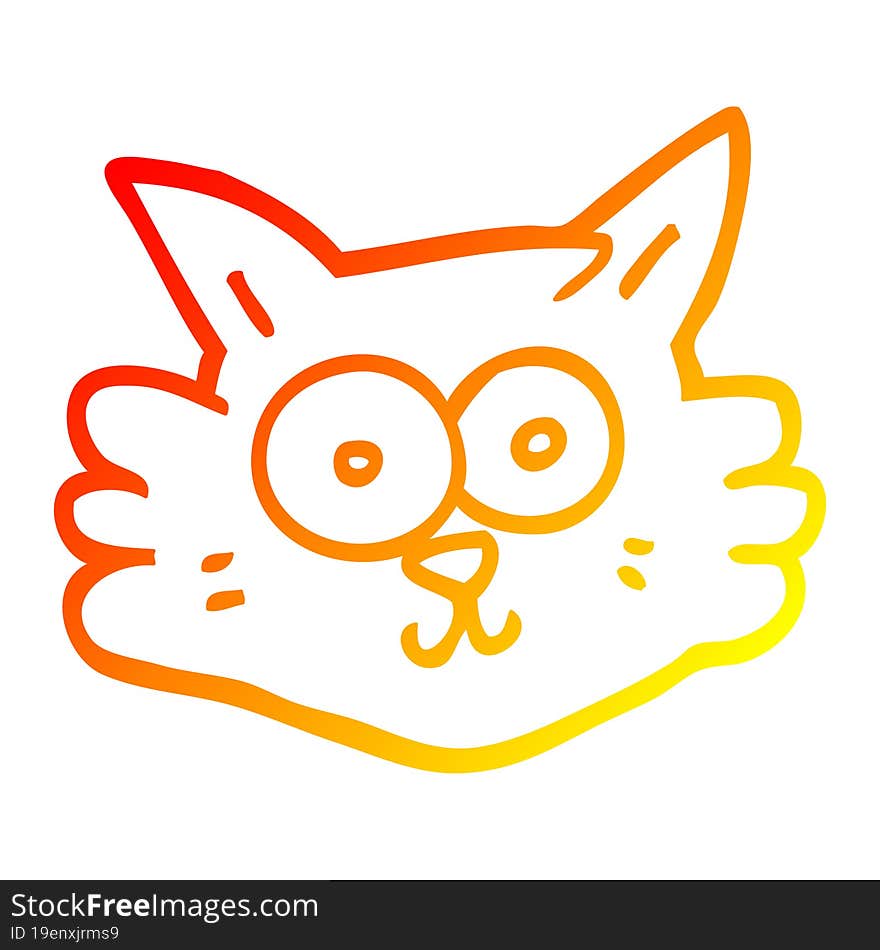 warm gradient line drawing cartoon cat face