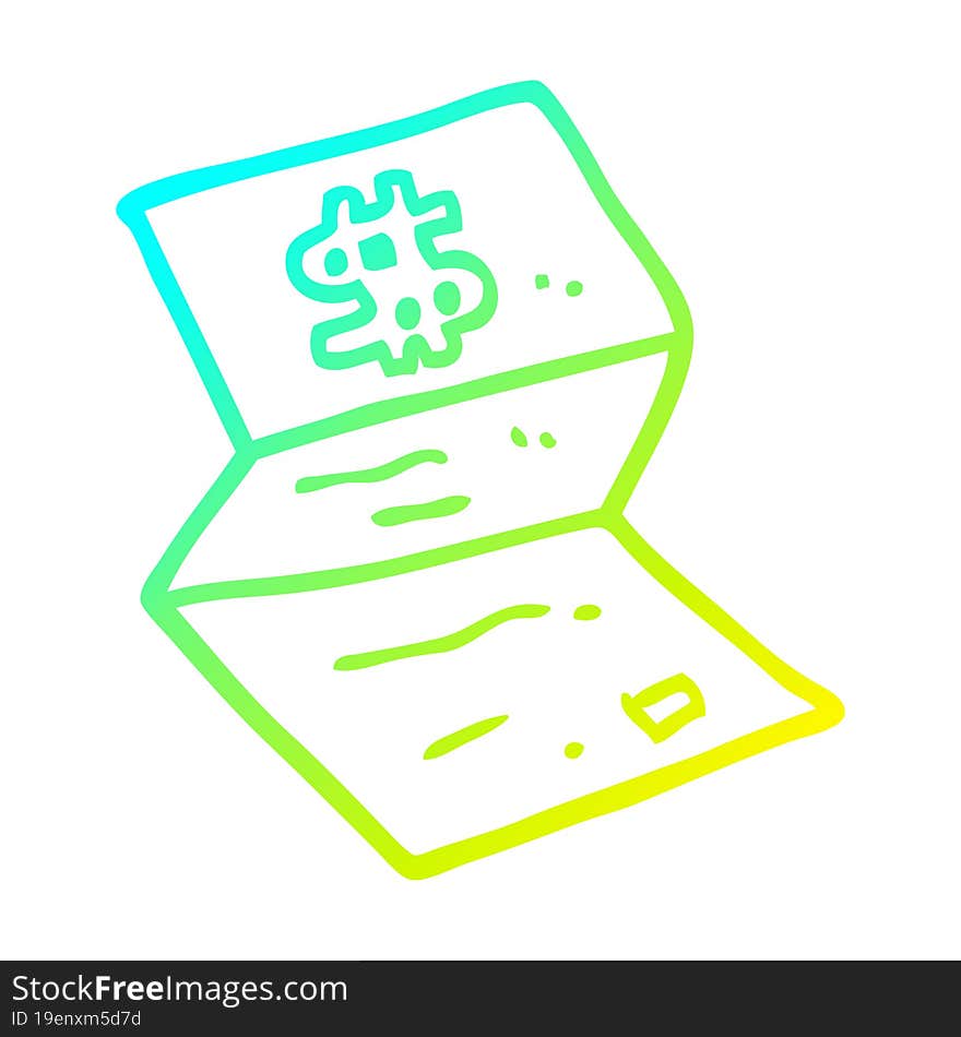 cold gradient line drawing cartoon legal money letter