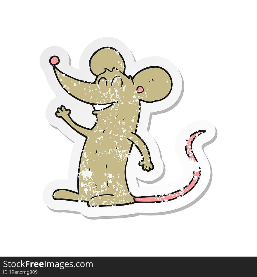 retro distressed sticker of a cartoon mouse