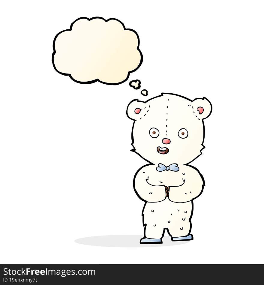 cartoon teddy polar bear with thought bubble