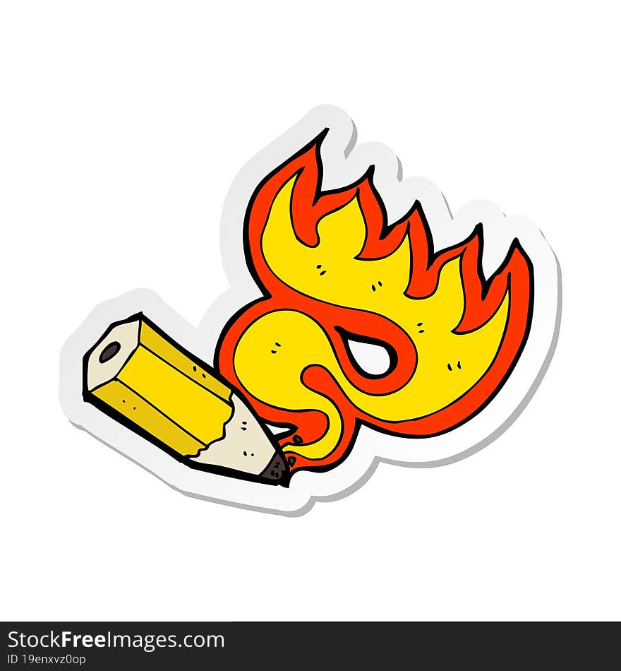 sticker of a cartoon red hot pencil