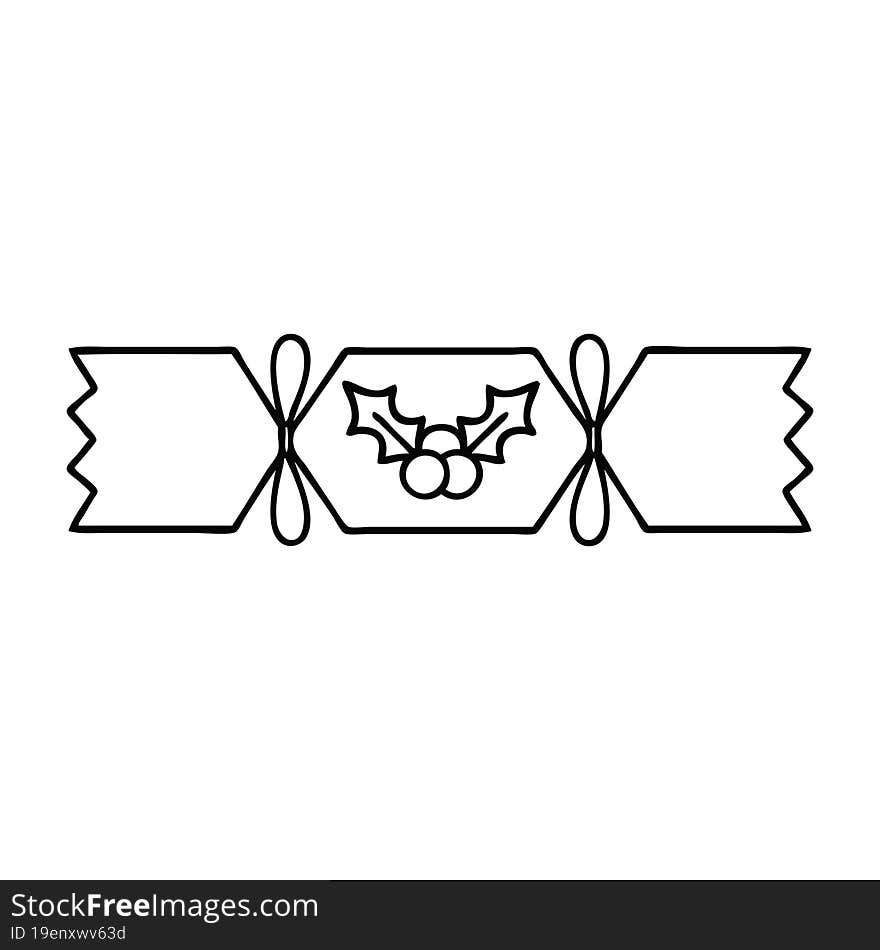 line drawing cartoon of a christmas cracker