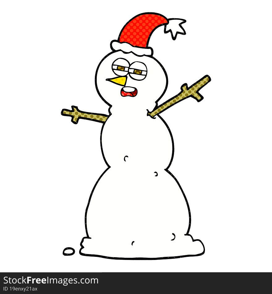 Cartoon Unhappy Snowman