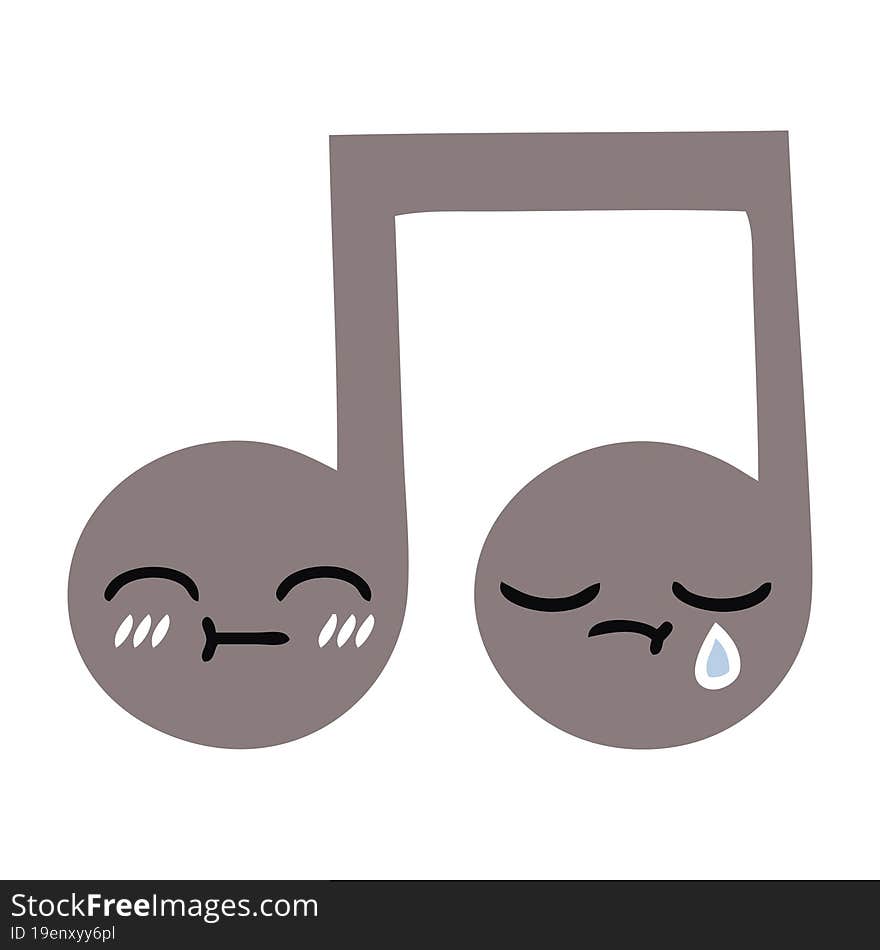 flat color retro cartoon musical note