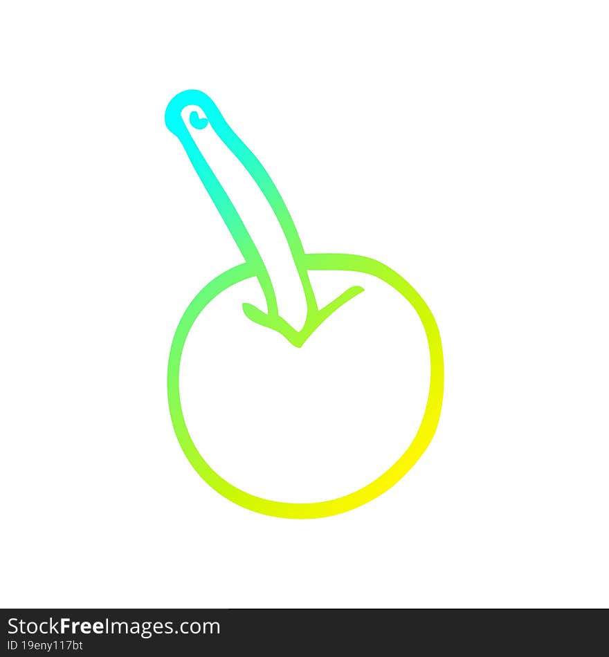 cold gradient line drawing of a cartoon cherry