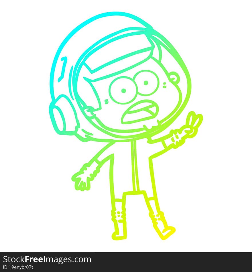 cold gradient line drawing cartoon surprised astronaut