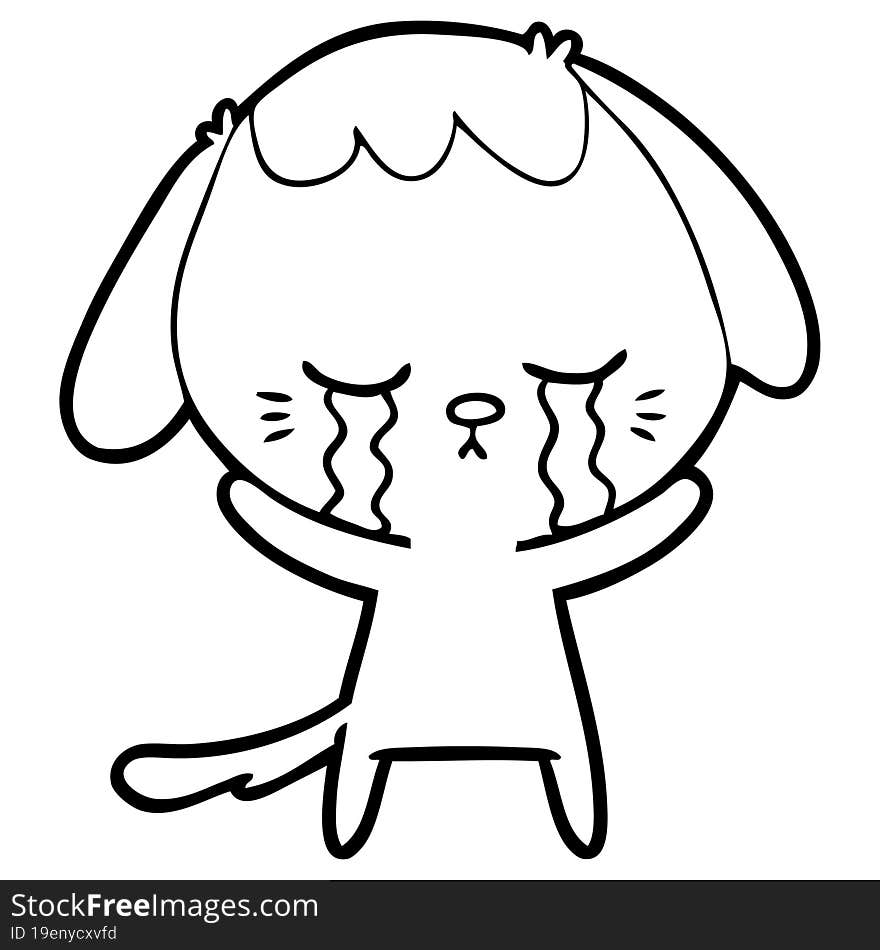 cute puppy crying cartoon. cute puppy crying cartoon