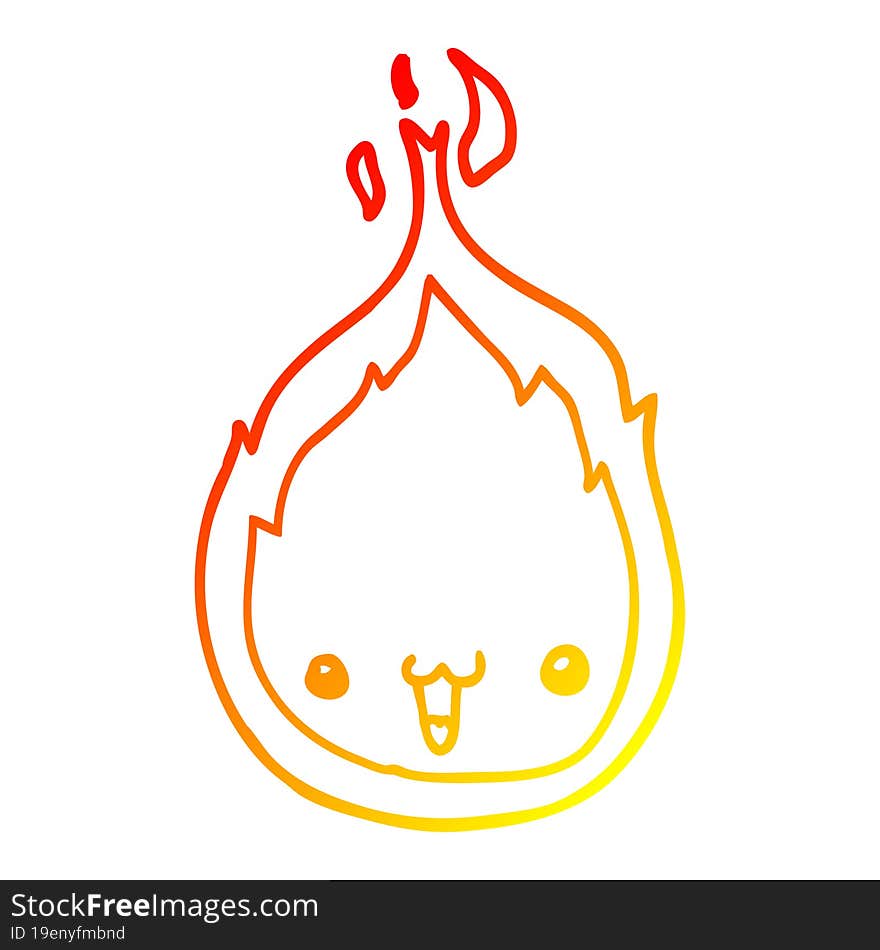 warm gradient line drawing cute cartoon flame