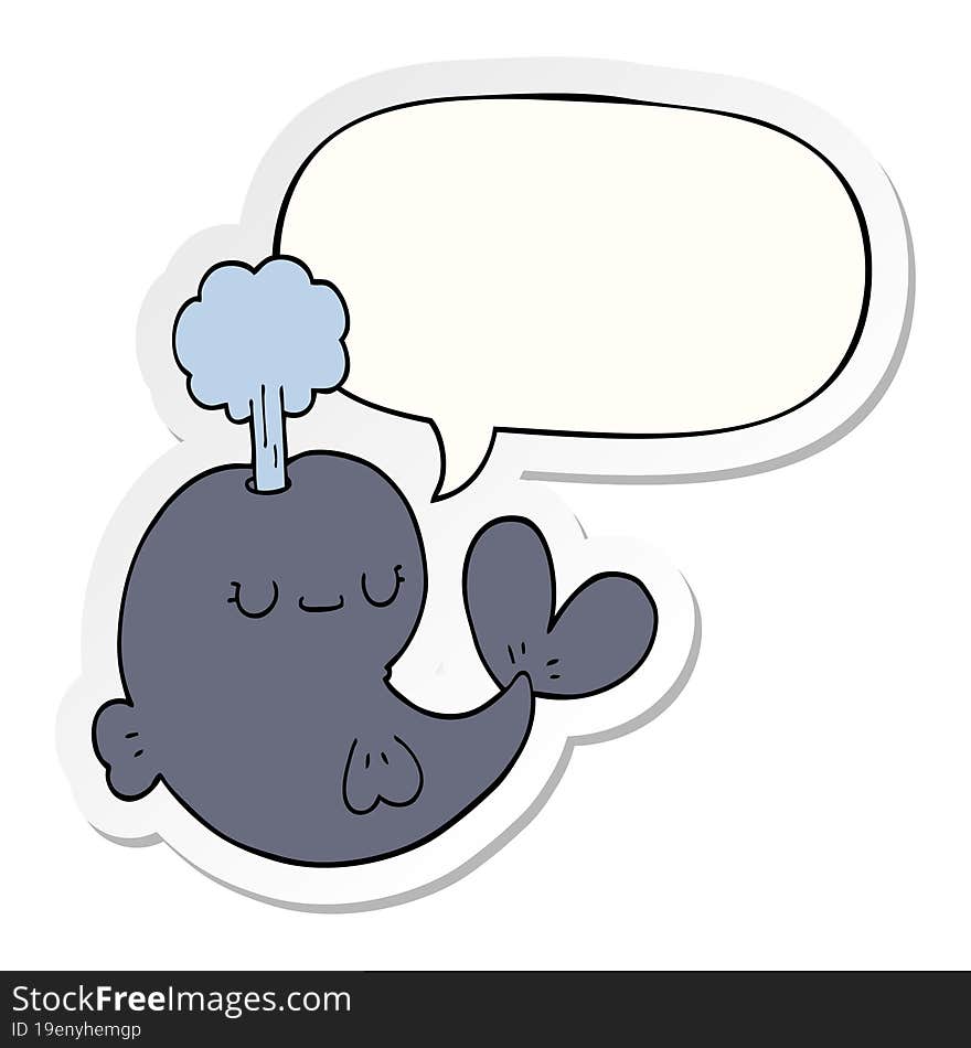 Cute Cartoon Whale And Speech Bubble Sticker