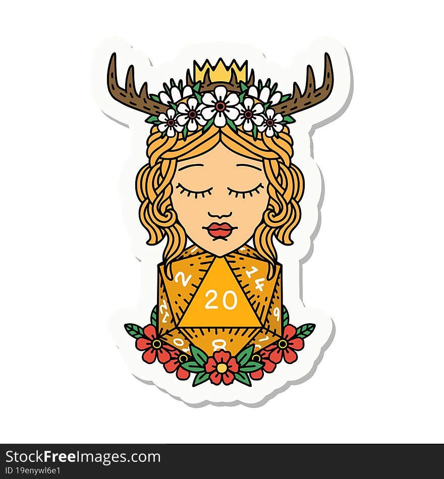 Human Druid With Natural Twenty Dice Roll Sticker