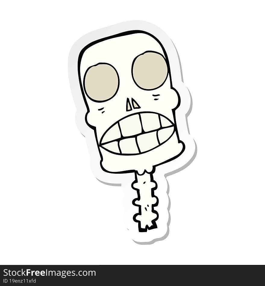 sticker of a cartoon spooky skull