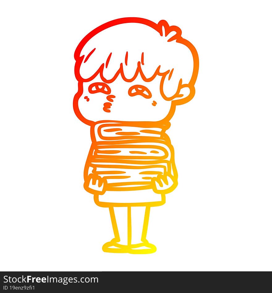 Warm Gradient Line Drawing Cartoon Curious Man