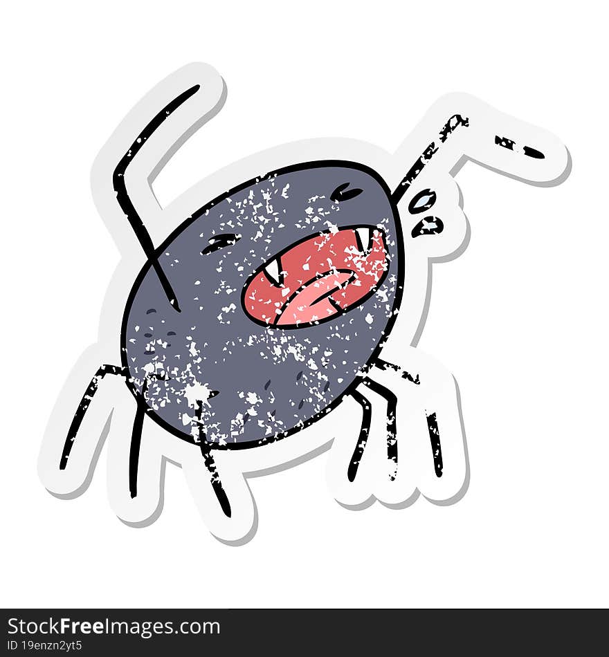 Distressed Sticker Of A Cartoon Spider