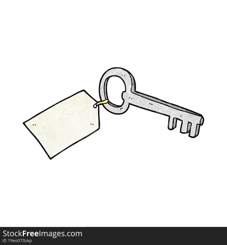 textured cartoon key with tag