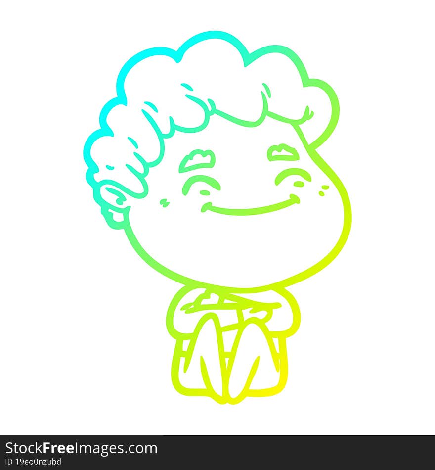 cold gradient line drawing cartoon friendly man