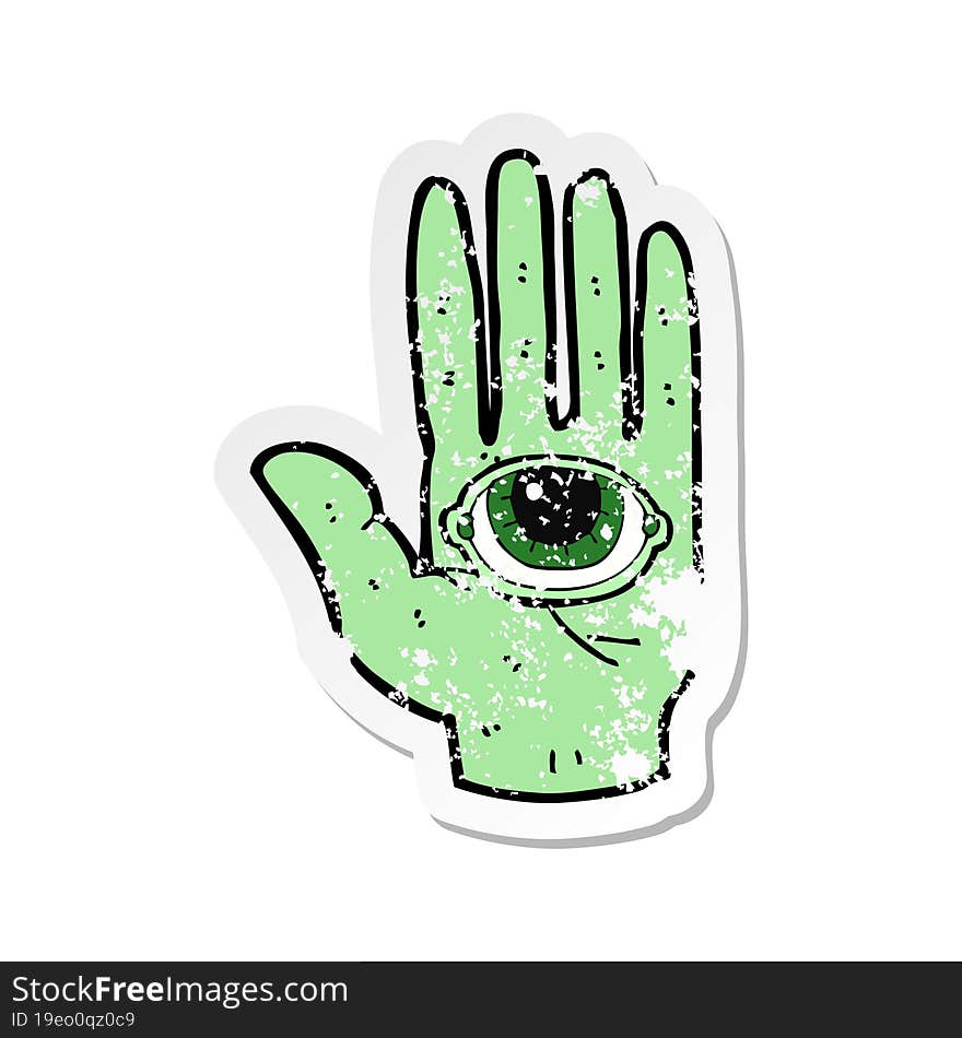 retro distressed sticker of a cartoon spooky hand